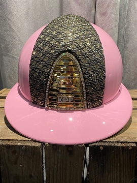 KEP Cromo 2.0 Metal Polo Ridehjelm - Pink m. Circus front, Guld vent., Swarovski frame & Crystal logo